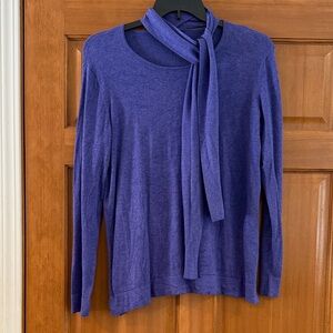 EUC! Women’s size 1X, Jones New York Purple Sweater with Neck Tie Scarf!